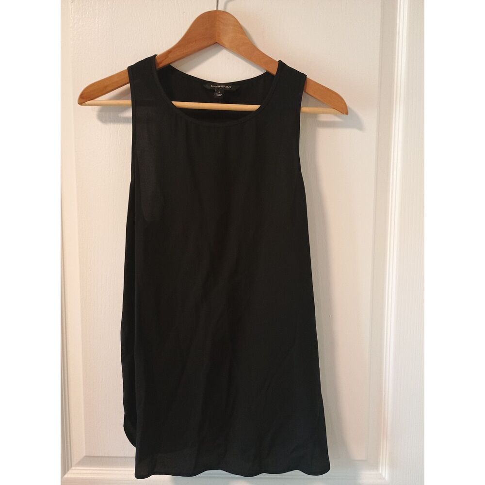 Banana Republic 93% SILK Black Tank S NWOT